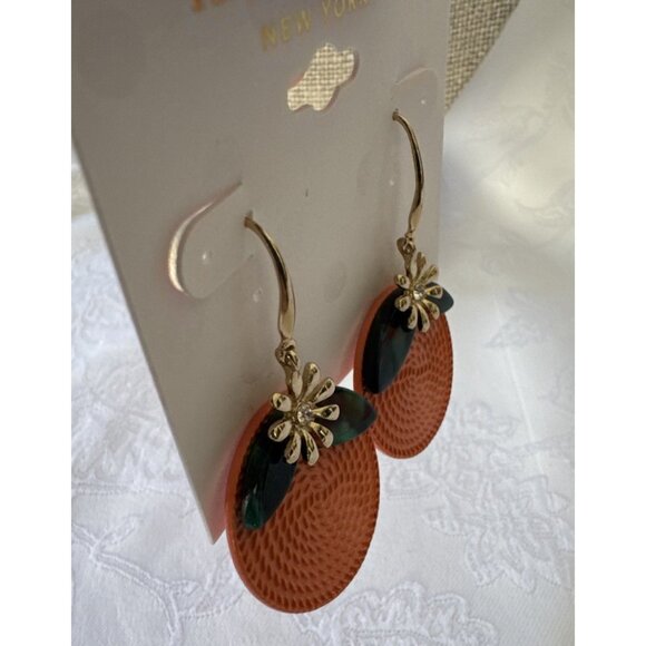 Isaac Mizrahi Orange Gold Rhinestone Dangle Earrings MSRP $38 NEW - Picture 6 of 9